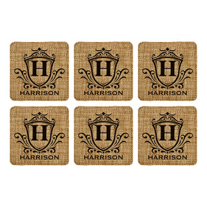 Rustic/Gold Square Coasters Set of 6